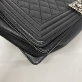 【6ee5789-k】シャネル ショルダーバッグ ボーイシャネル チェーンショルダー カーフ ブラック シルバー金具【中古】レディース