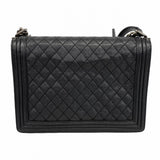 【6ee5789-k】シャネル ショルダーバッグ ボーイシャネル チェーンショルダー カーフ ブラック シルバー金具【中古】レディース