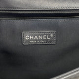 【6ee5789-k】シャネル ショルダーバッグ ボーイシャネル チェーンショルダー カーフ ブラック シルバー金具【中古】レディース