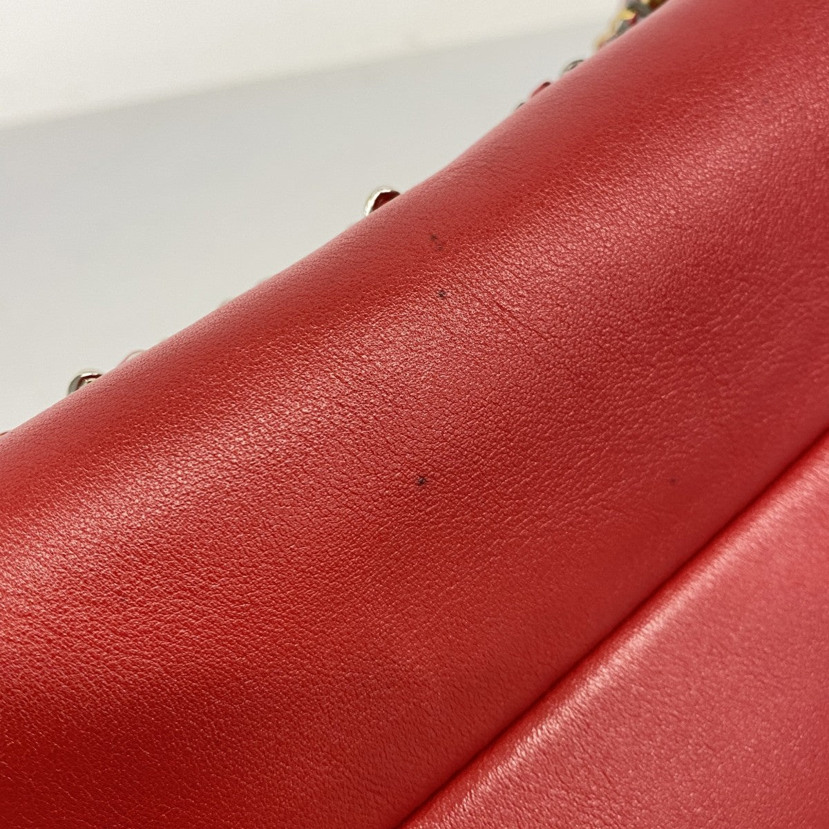 【6ee5791-k】シャネル ショルダーバッグ マトラッセ チェーンショルダー ラムスキン レッド ゴールド/シルバー金具【中古】レディース