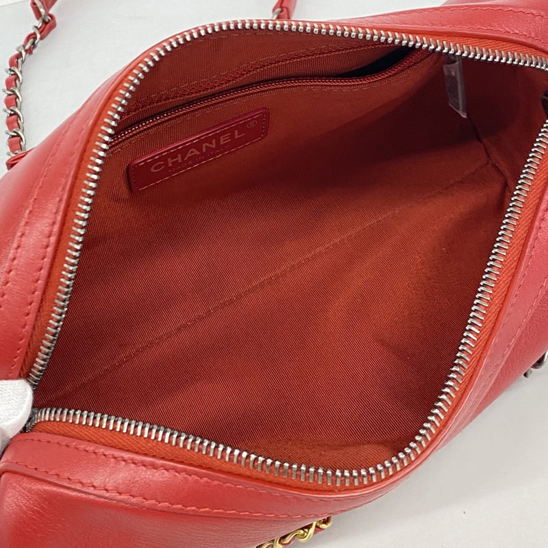 【6ee5791-k】シャネル ショルダーバッグ マトラッセ チェーンショルダー ラムスキン レッド ゴールド/シルバー金具【中古】レディース