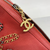 【6ee5791-k】シャネル ショルダーバッグ マトラッセ チェーンショルダー ラムスキン レッド ゴールド/シルバー金具【中古】レディース