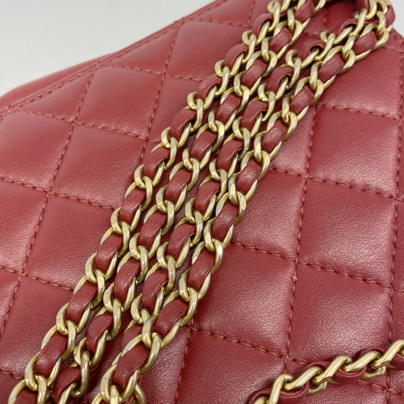 【6ee5792-k】シャネル ショルダーバッグ マトラッセ チェーンショルダー ラムスキン レッド ゴールド金具【中古】レディース
