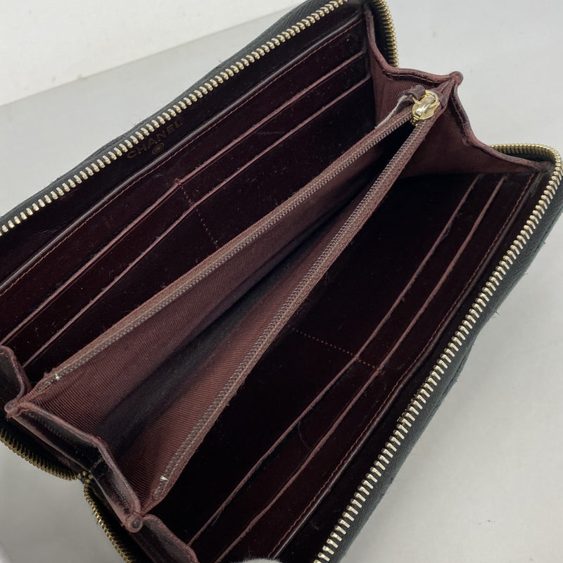 【6ee5801-k】シャネル 長財布 マトラッセ キャビアスキン ブラック ゴールド金具【中古】メンズ レディース ユニセックス