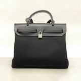 【6ee5880】エルメス ハンドバッグ エールバッグPM トワルオフィシエ ブラック シルバー金具 □G刻印【中古】レディース