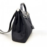 【6ee5880】エルメス ハンドバッグ エールバッグPM トワルオフィシエ ブラック シルバー金具 □G刻印【中古】レディース