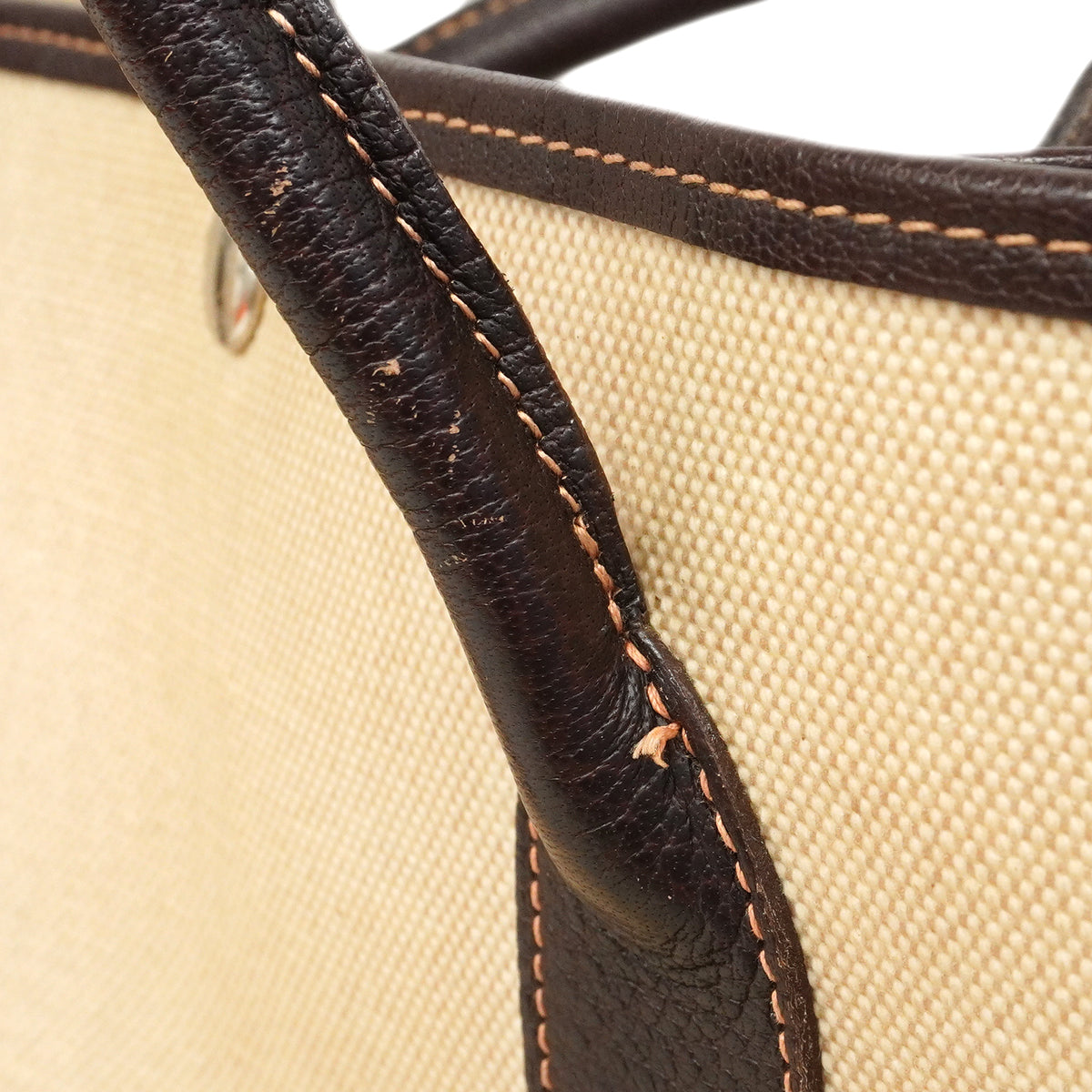 【6ee5881-h】エルメス トートバッグ ガーデンパーティPM トワルアッシュ ブラウン ベージュ シルバー金具 □F刻印【中古】レディース
