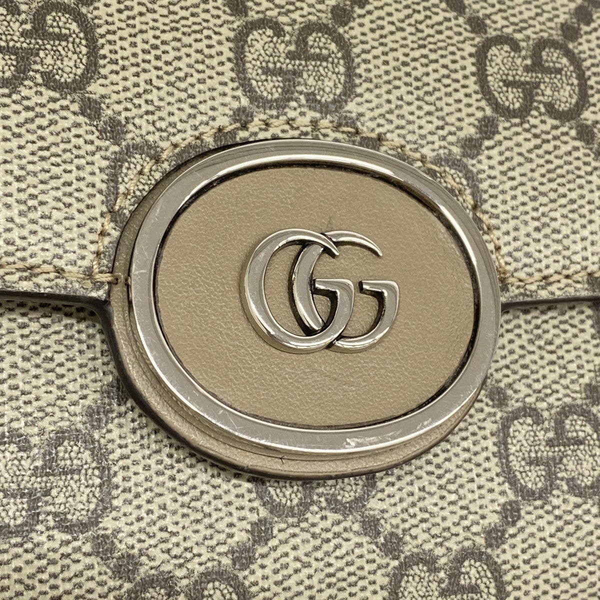 【6ee5890-k】グッチ 長財布 GGスプリーム 762167 PVC ブラウン シルバー金具【中古】レディース