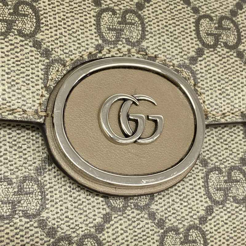 【6ee5890-k】グッチ 長財布 GGスプリーム 762167 PVC ブラウン シルバー金具【中古】レディース