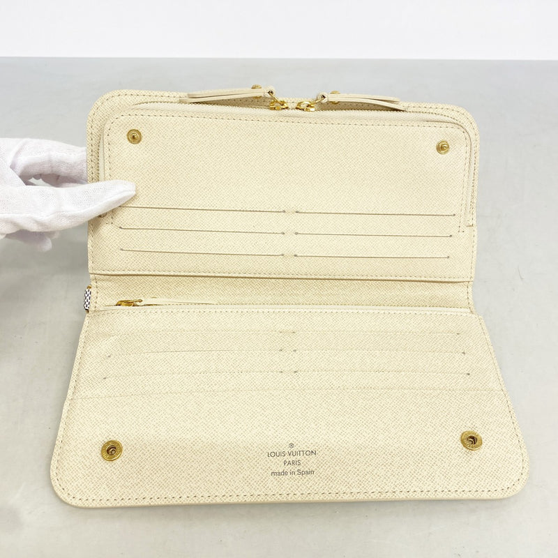 【6ee5909-k】ルイヴィトン 長財布 ダミエ・アズール ポルトフォイユアンソリット N63072 ホワイト【中古】レディース