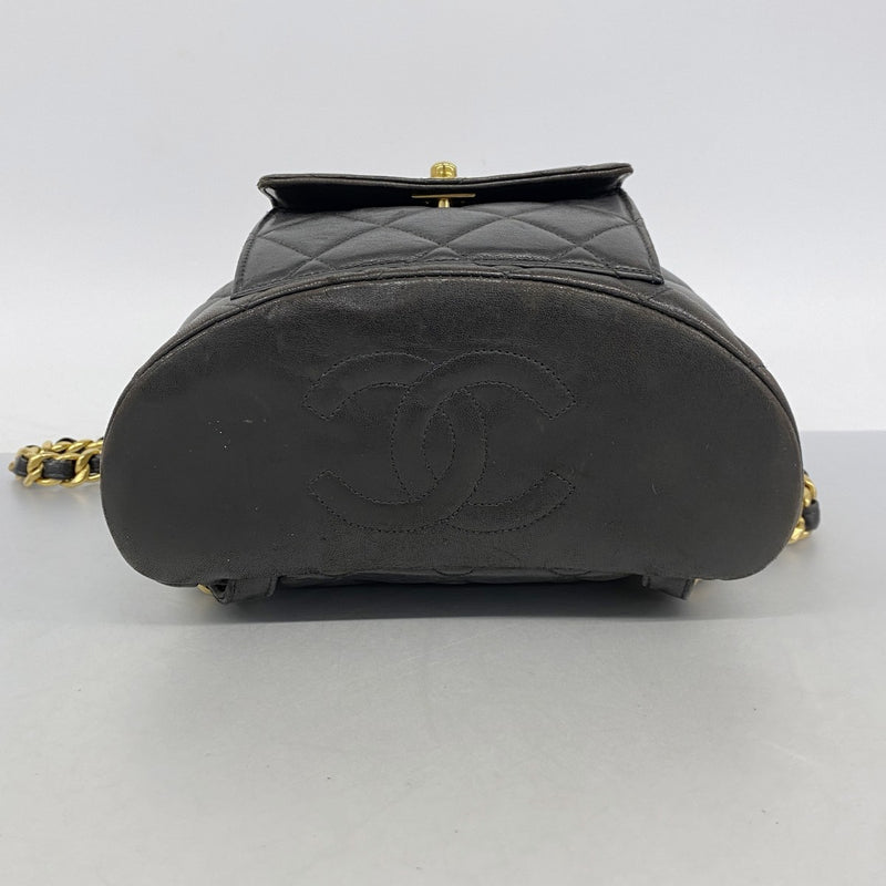 【6ee5915-k】シャネル リュック・デイパック マトラッセ ラムスキン ブラック ゴールド金具【中古】レディース