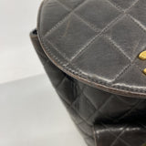 【6ee5915-k】シャネル リュック・デイパック マトラッセ ラムスキン ブラック ゴールド金具【中古】レディース
