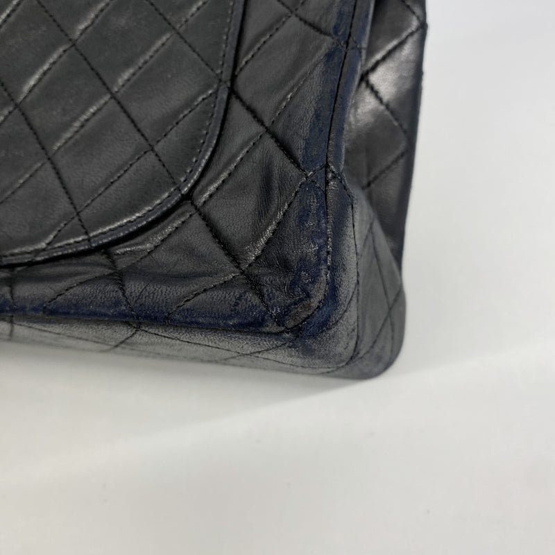 【6ee5916-k】シャネル ショルダーバッグ マトラッセ Wチェーン ラムスキン ブラック ゴールド金具【中古】レディース