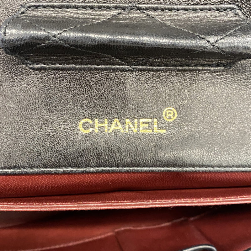 【6ee5916-k】シャネル ショルダーバッグ マトラッセ Wチェーン ラムスキン ブラック ゴールド金具【中古】レディース