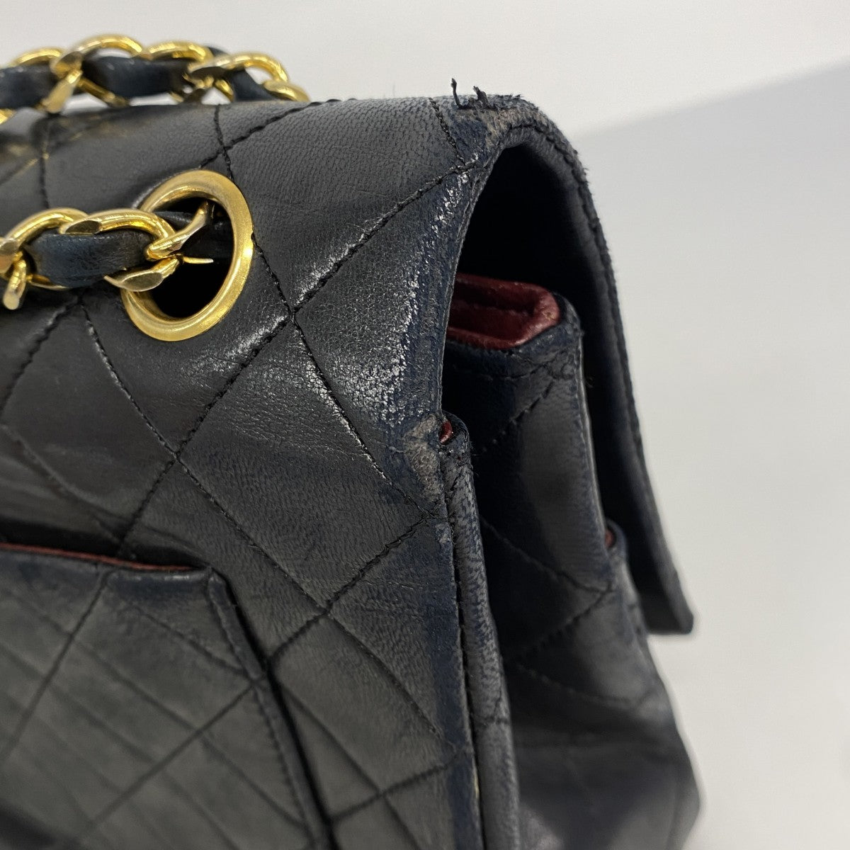 【6ee5916-k】シャネル ショルダーバッグ マトラッセ Wチェーン ラムスキン ブラック ゴールド金具【中古】レディース