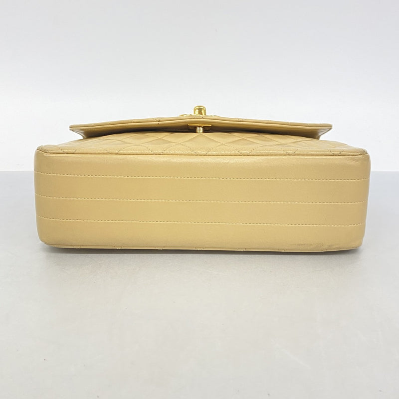 【6ee5918-k】シャネル ショルダーバッグ マトラッセ チェーンショルダー ラムスキン ベージュ ゴールド金具【中古】レディース