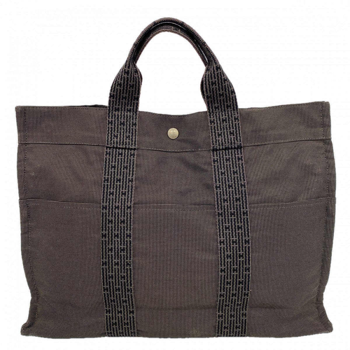 【6ee5919-k】エルメス トートバッグ エールラインMM キャンバス グレー シルバー金具【中古】メンズ レディース ユニセックス