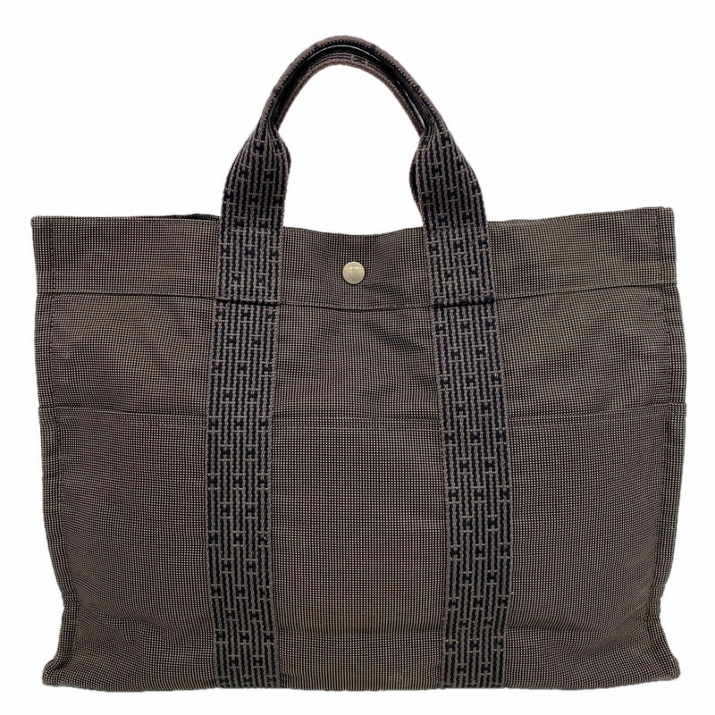 【6ee5919-k】エルメス トートバッグ エールラインMM キャンバス グレー シルバー金具【中古】メンズ レディース ユニセックス