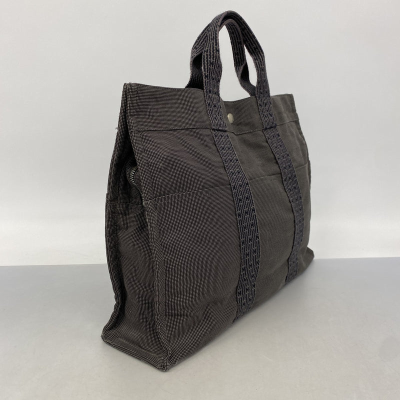 【6ee5919-k】エルメス トートバッグ エールラインMM キャンバス グレー シルバー金具【中古】メンズ レディース ユニセックス