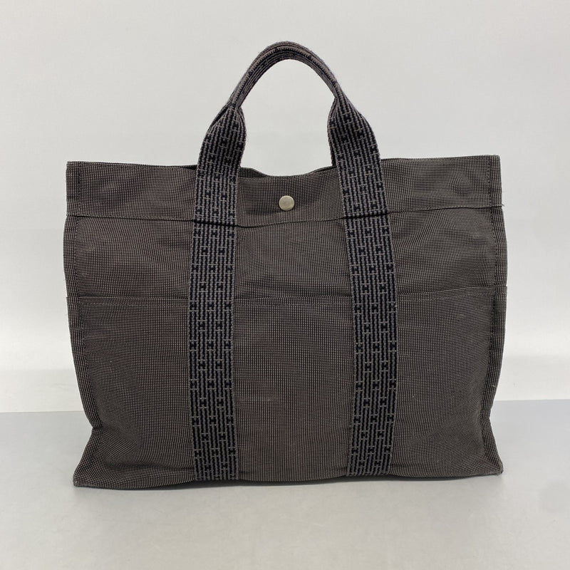 【6ee5919-k】エルメス トートバッグ エールラインMM キャンバス グレー シルバー金具【中古】メンズ レディース ユニセックス