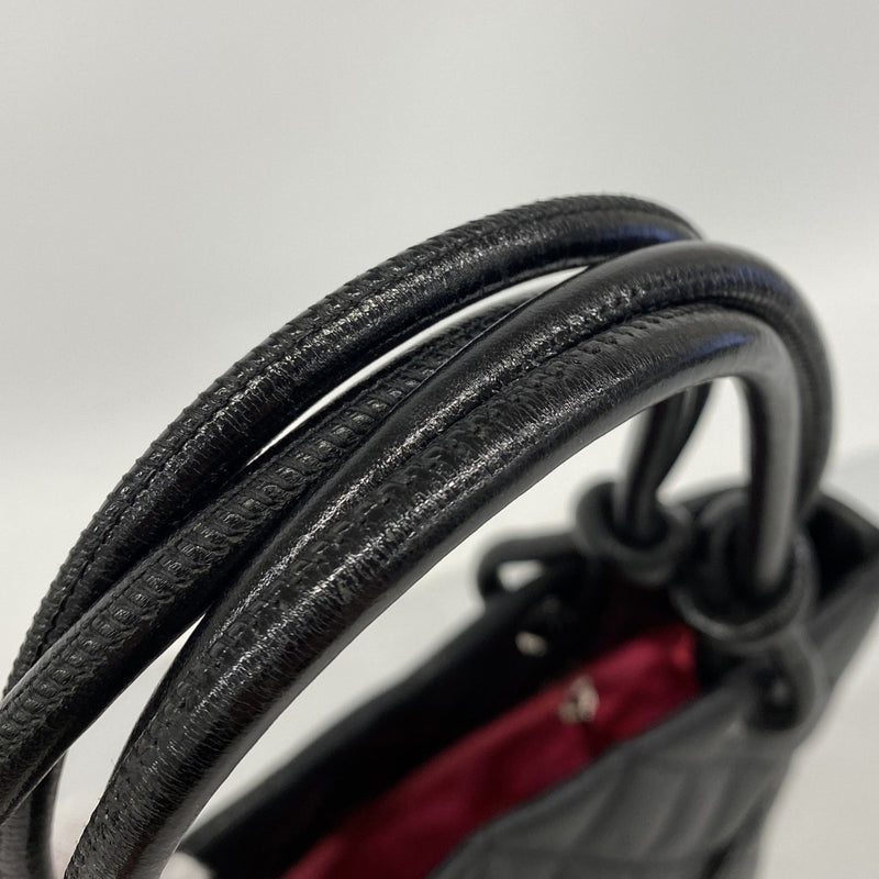 【6ee5924-k】シャネル トートバッグ カンボン ラムスキン ブラック シルバー金具【中古】レディース
