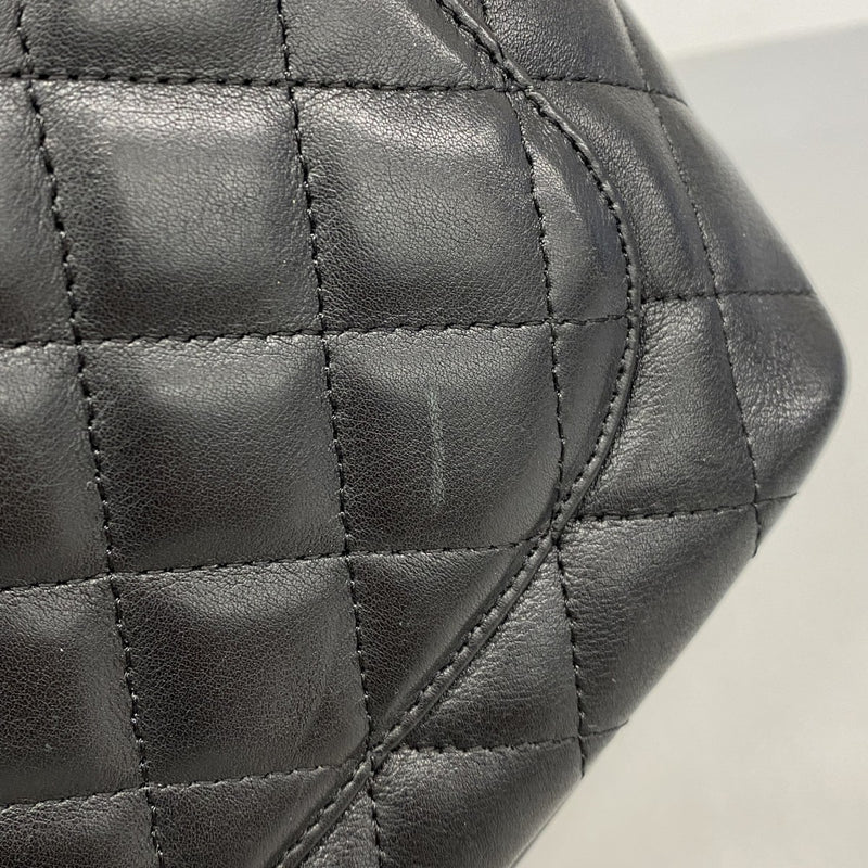【6ee5924-k】シャネル トートバッグ カンボン ラムスキン ブラック シルバー金具【中古】レディース