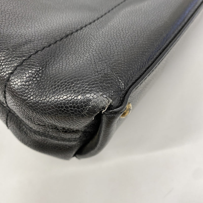 【6ee5925-k】シャネル トートバッグ キャビアスキン ブラック ゴールド金具【中古】レディース