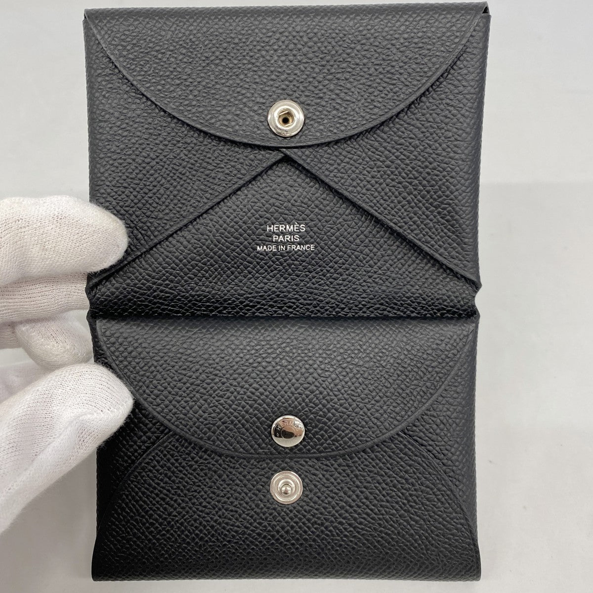 【6ee5951】エルメス コインケース カルヴィデュオ ヴォーエプソン ブラック シルバー金具 W刻印【中古】メンズ レディース ユニセックス