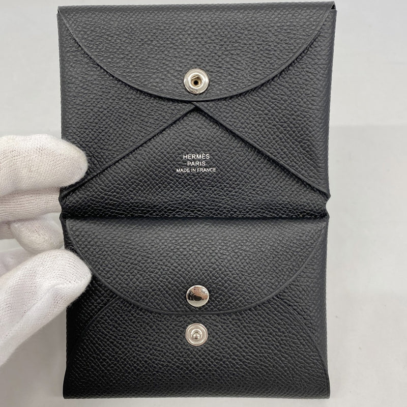 【6ee5951】エルメス コインケース カルヴィデュオ ヴォーエプソン ブラック シルバー金具 W刻印【中古】メンズ レディース ユニセックス