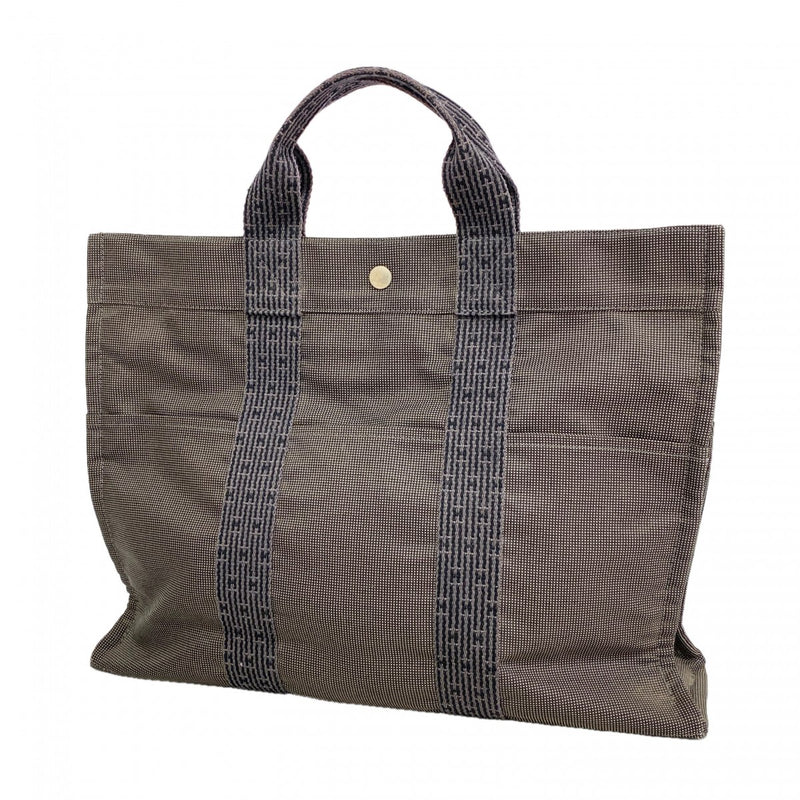 【6ee5952-k】エルメス トートバッグ エールラインMM キャンバス グレー シルバー金具【中古】メンズ レディース ユニセックス