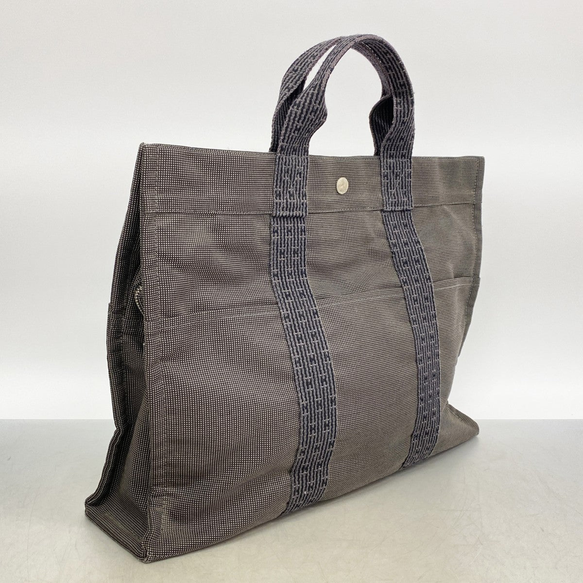 【6ee5952-k】エルメス トートバッグ エールラインMM キャンバス グレー シルバー金具【中古】メンズ レディース ユニセックス