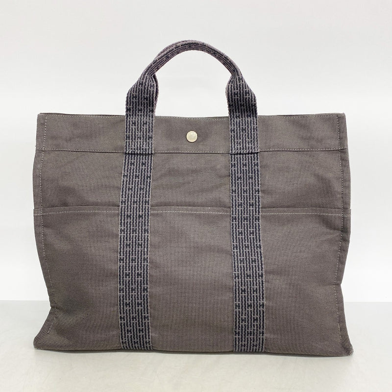 【6ee5952-k】エルメス トートバッグ エールラインMM キャンバス グレー シルバー金具【中古】メンズ レディース ユニセックス