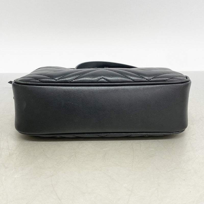 【6ee5964-k】グッチ ショルダーバッグ GGマーモント 447632 レザー ブラック ゴールド金具【中古】レディース