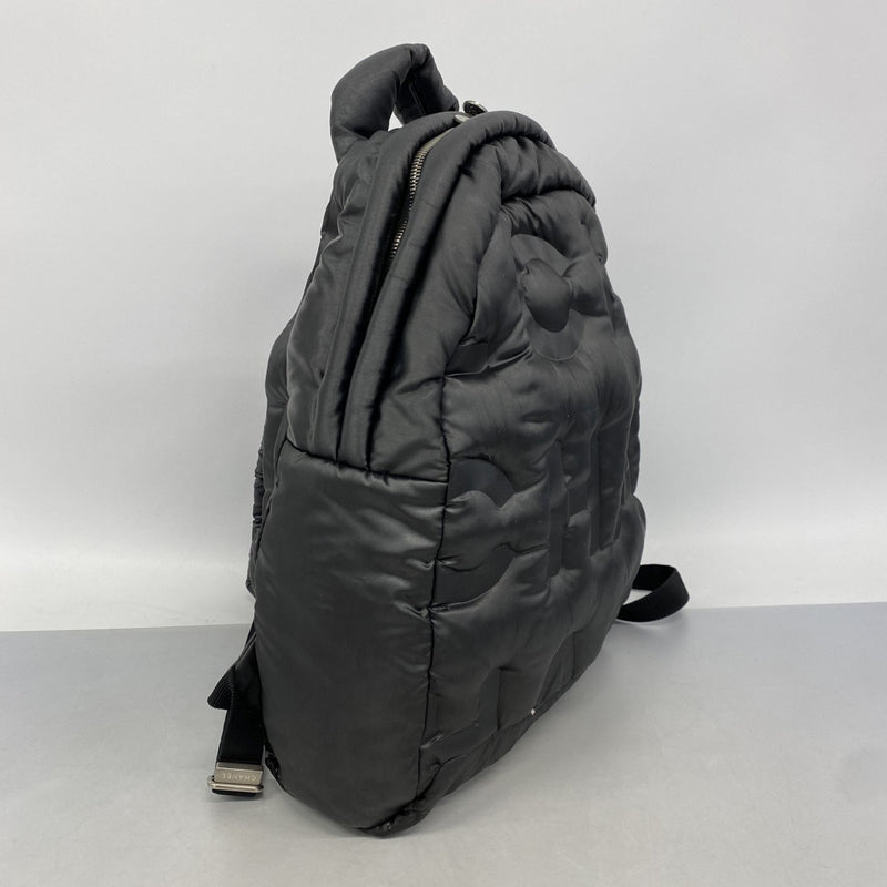 【6ee5982-k】シャネル リュック・デイパック ドゥドゥーヌ ナイロン ブラック シルバー金具【中古】レディース