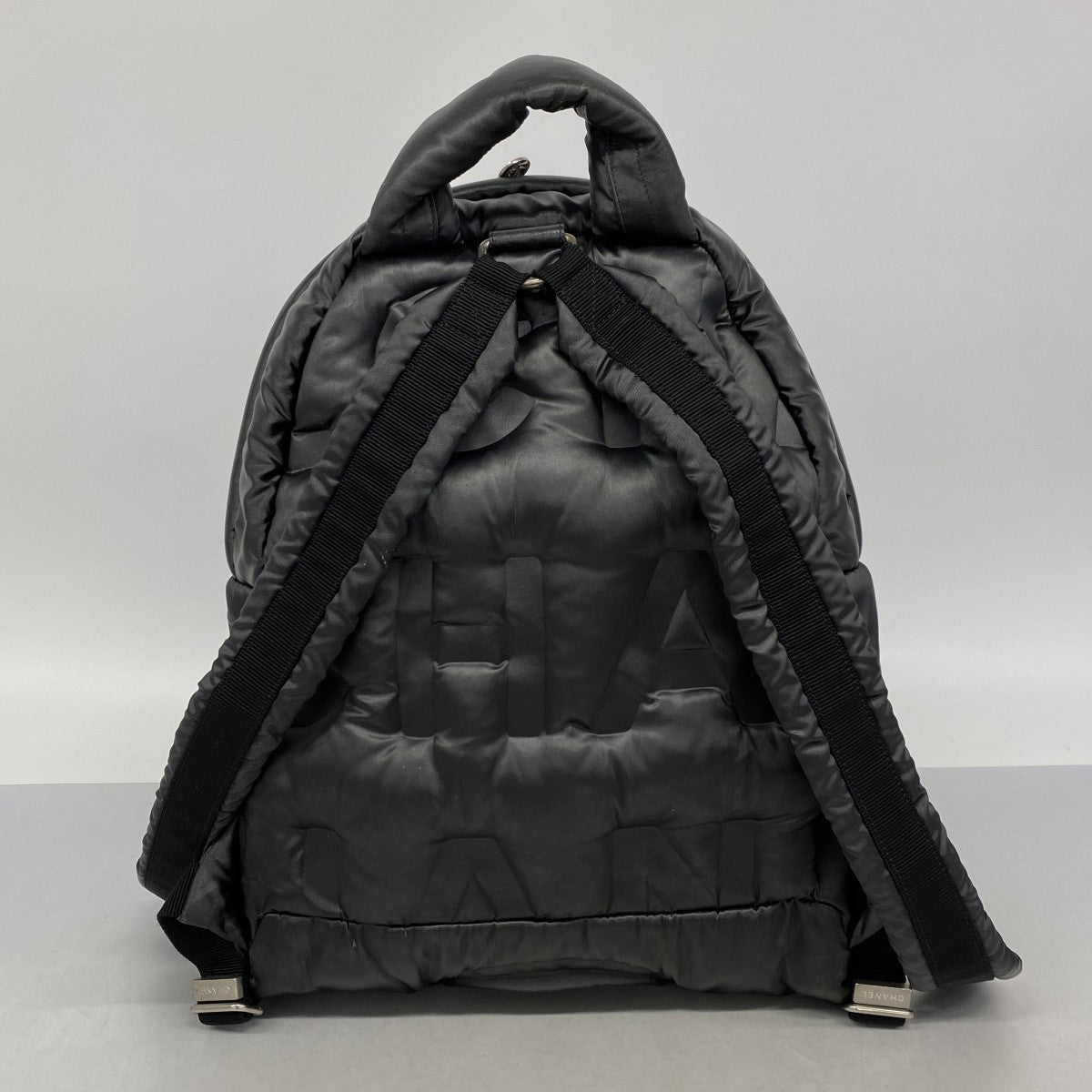 【6ee5982-k】シャネル リュック・デイパック ドゥドゥーヌ ナイロン ブラック シルバー金具【中古】レディース