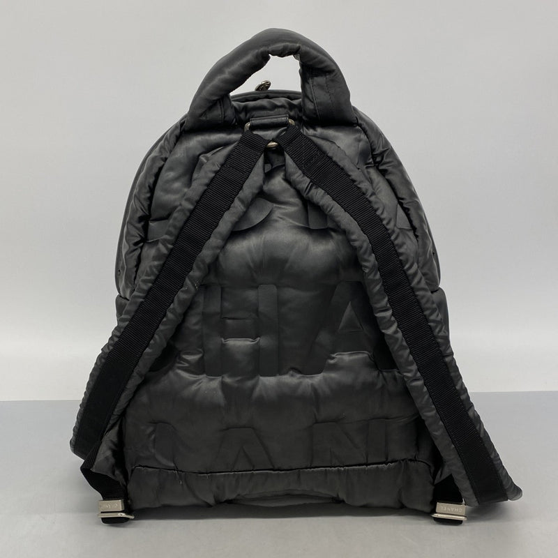 【6ee5982-k】シャネル リュック・デイパック ドゥドゥーヌ ナイロン ブラック シルバー金具【中古】レディース
