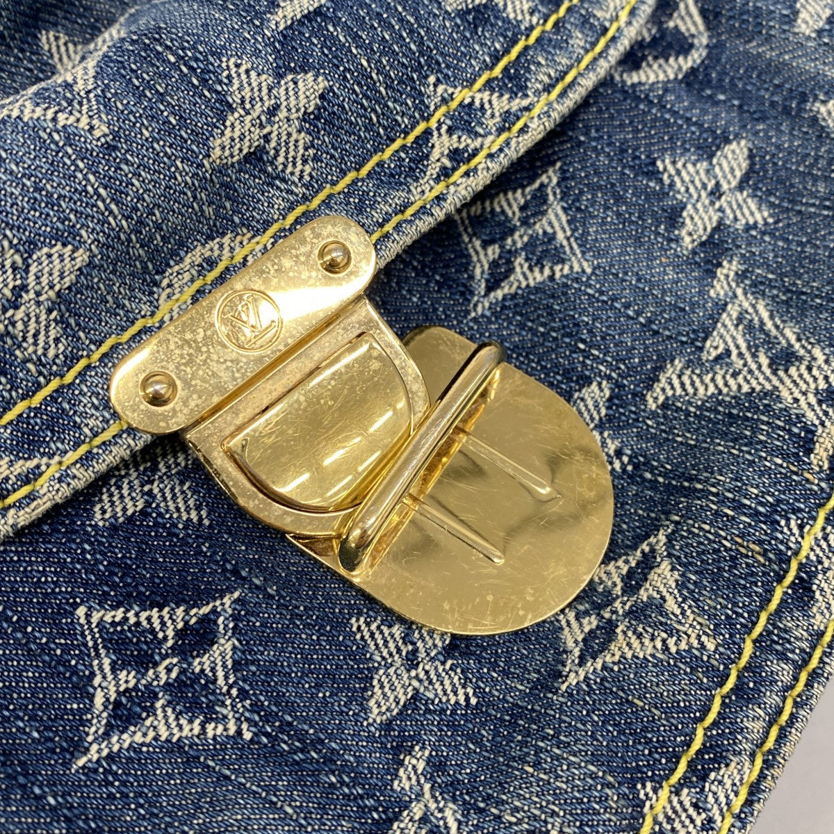 【6ee5986-k】ルイヴィトン ウエストバッグ モノグラム・デニム バムバッグ M95347 ブルー【中古】レディース