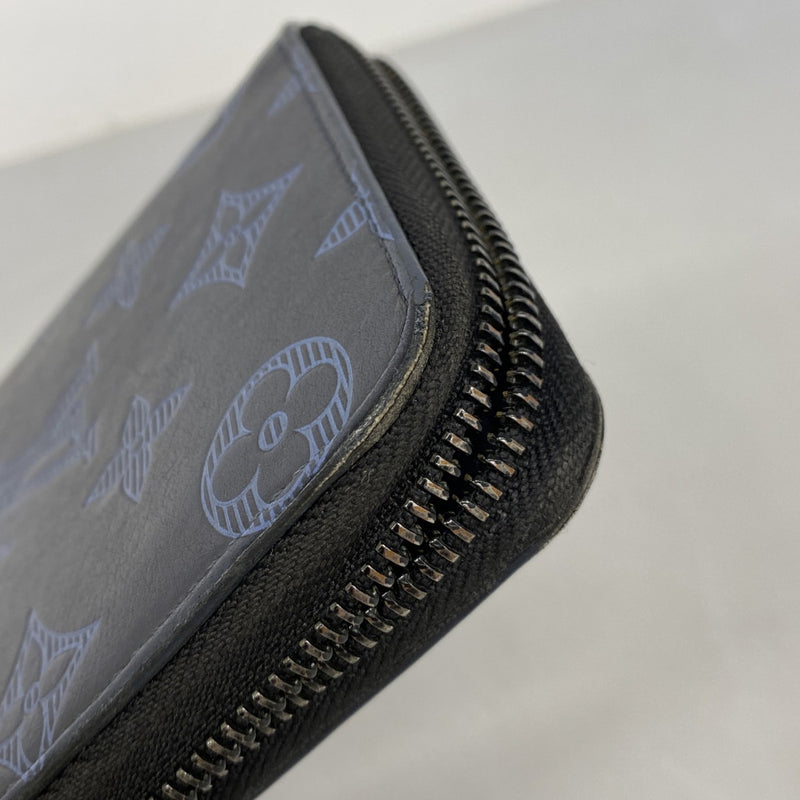 ★SALE【6ee5988-k】ルイヴィトン 長財布 モノグラム・シャドウ ジッピーウォレットヴェルティカル M80423 ネイビー【中古】メンズ