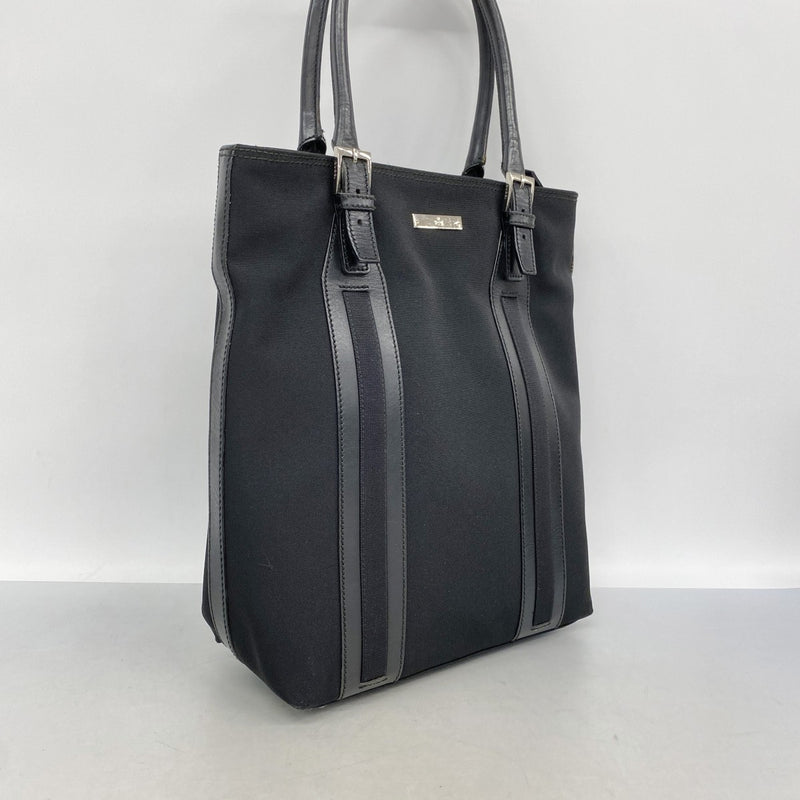 【6ee6023-k】グッチ トートバッグ 019 0451 ナイロン ブラック シルバー金具【中古】レディース