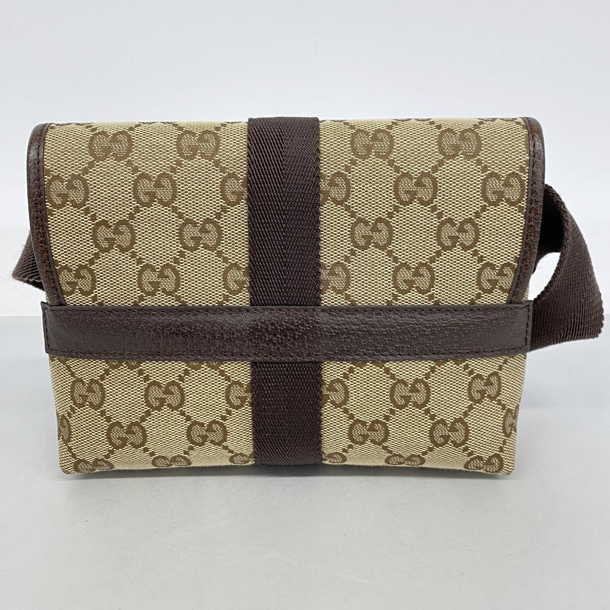 【6ee6039-k】グッチ ウエストバッグ GGキャンバス 131236 キャンバス ブラウン シルバー金具【中古】レディース