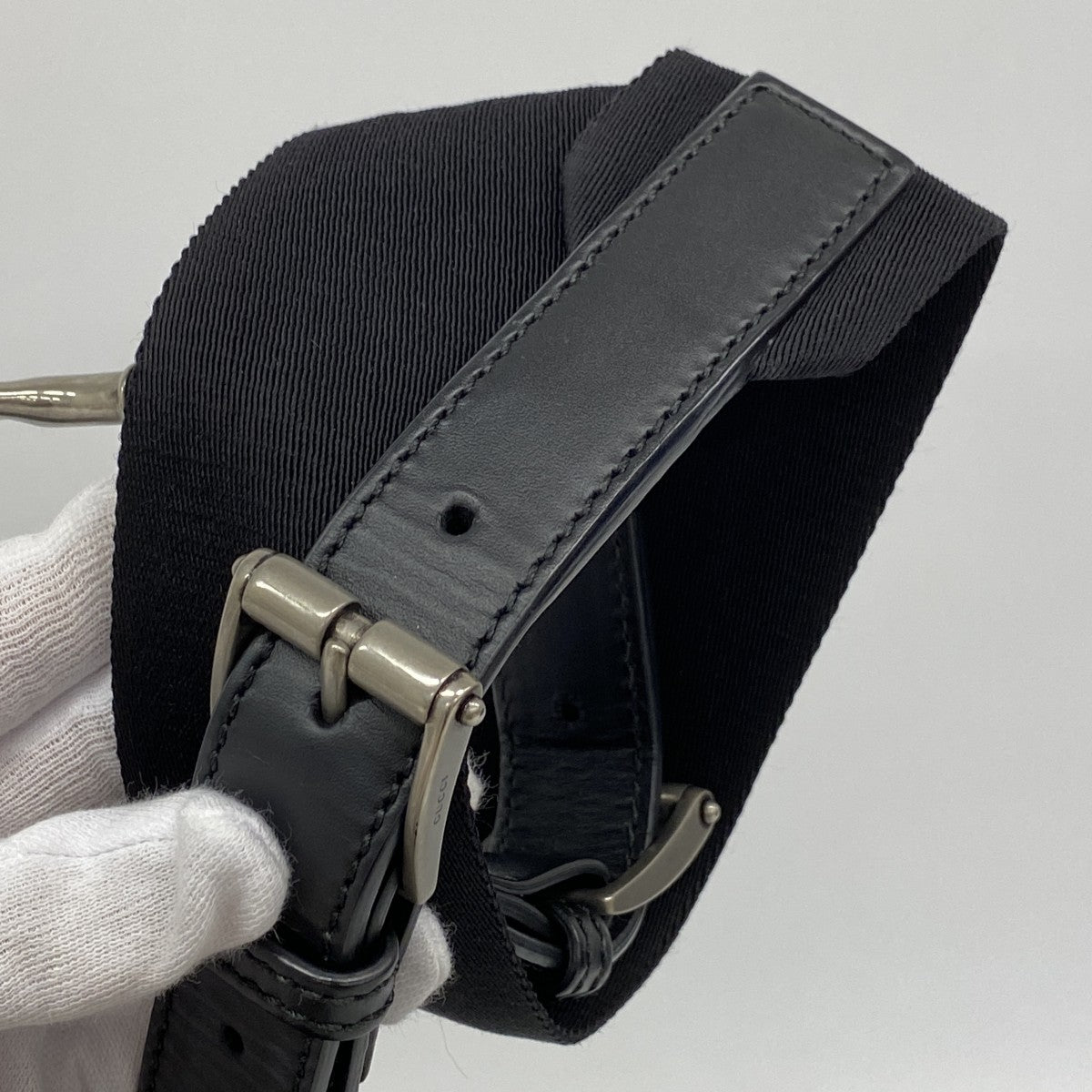 【6ee6085-k】グッチ ハンドバッグ シェリーライン 630923 ナイロン ブラック シルバー金具 2wayバッグ【中古】レディース