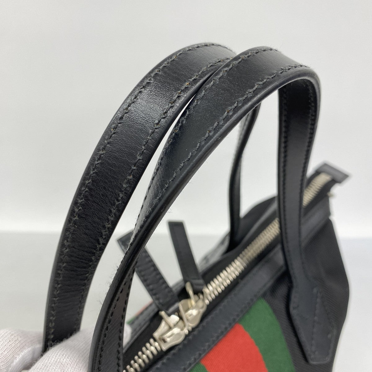 【6ee6085-k】グッチ ハンドバッグ シェリーライン 630923 ナイロン ブラック シルバー金具 2wayバッグ【中古】レディース