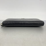 【6ee6102-k】シャネル 長財布 カメリア ラムスキン ブラック シルバー金具【中古】レディース