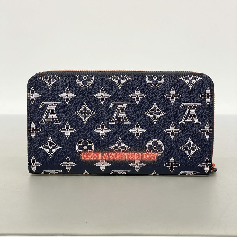 【6ee6111-k】ルイヴィトン 長財布 モノグラム・インク/アップサイドダウン ジッピーオーガナイザーNM M62931 ネイビー【中古】メンズ