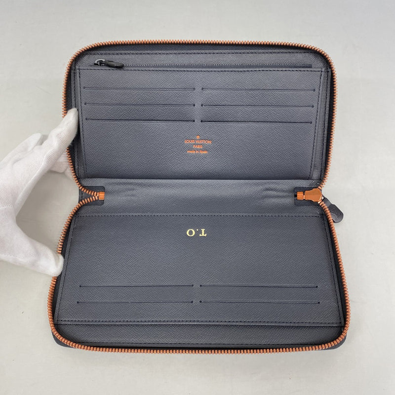 【6ee6111-k】ルイヴィトン 長財布 モノグラム・インク/アップサイドダウン ジッピーオーガナイザーNM M62931 ネイビー【中古】メンズ