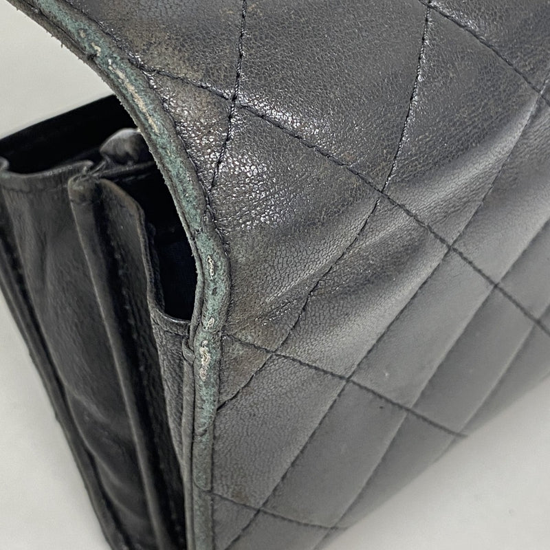 【6ee6150-k】シャネル 長財布 マトラッセ ラムスキン ブラック ゴールド金具【中古】レディース