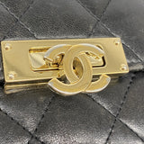 【6ee6150-k】シャネル 長財布 マトラッセ ラムスキン ブラック ゴールド金具【中古】レディース