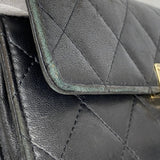 【6ee6150-k】シャネル 長財布 マトラッセ ラムスキン ブラック ゴールド金具【中古】レディース