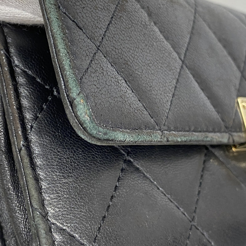 【6ee6150-k】シャネル 長財布 マトラッセ ラムスキン ブラック ゴールド金具【中古】レディース