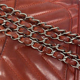★SALE【6ee6169-k】シャネル ショルダーバッグ Wチェーン シェブロン/ライオン ラムスキン レッド シルバー金具【中古】レディース